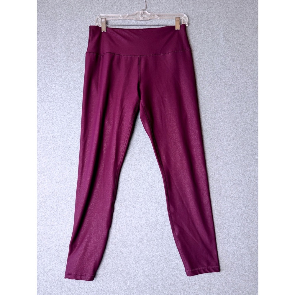 RBX Womens Purple Metallic Shimmer High Waisted‎ Activewear Leggings Size Large